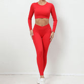 Bare Back Long-sleeved Top Skinny Yoga Pants Nude Feel Quick-drying Sports Suit